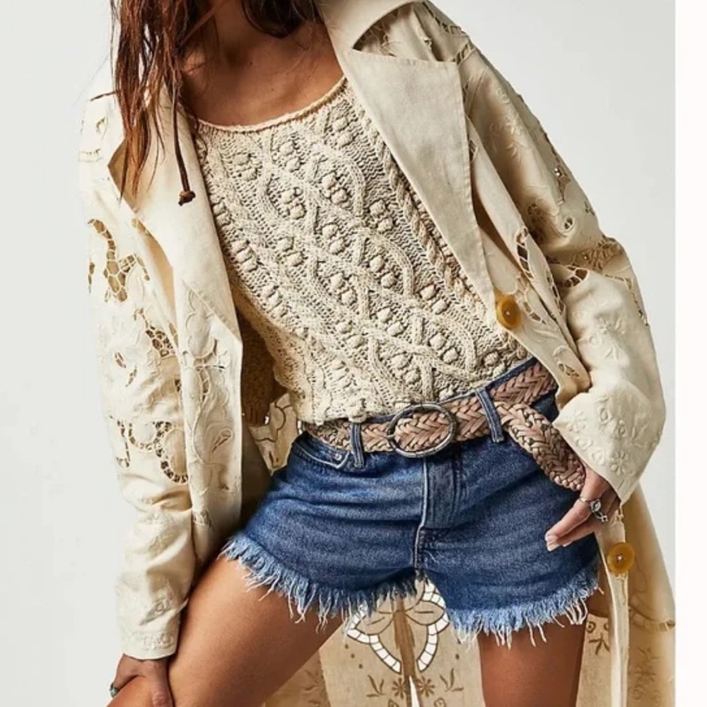 We The Free FP Jean Shorts Button Fly Frayed Hem 29